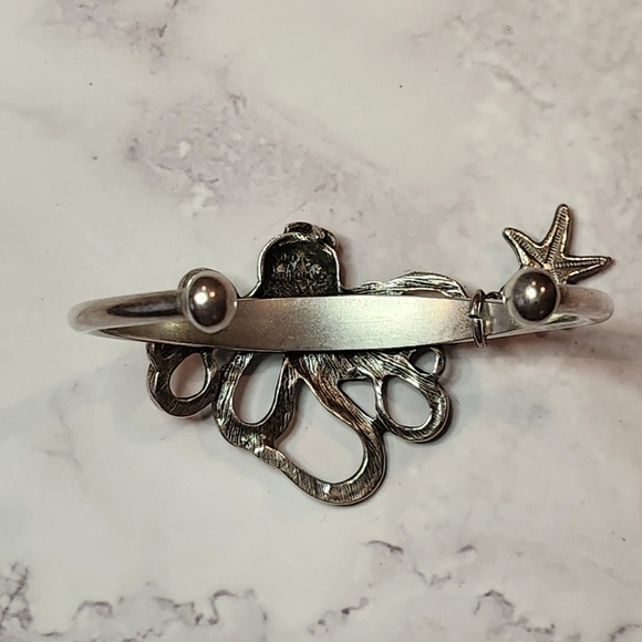 Sterling Silver and Pewter Octopus Bracelet With Starfish Charm - Picture 4 of 5